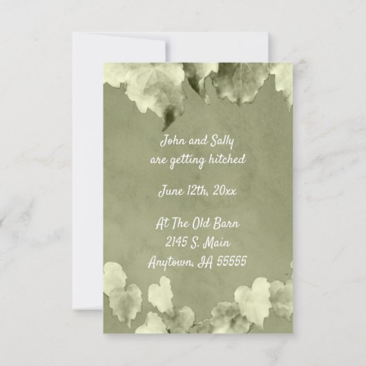 Rustikale Blätter Save the Date (Rückseite)