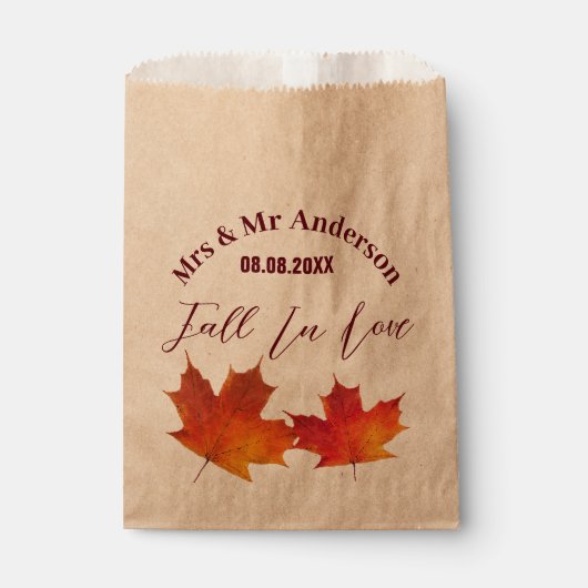 Rustikale Blätter sinken in der Liebe Gastgeschenk Geschenktütchen (Vorderseite)