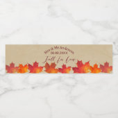 Rustikale Blätter sinken in der Liebe Gastgeschenk Wasserflaschenetikett (Einzelnes Label)