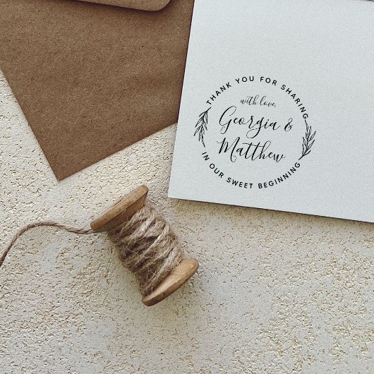 Rustikale Blätter Skriptnamen Runde Hochzeit Viele Permastempel