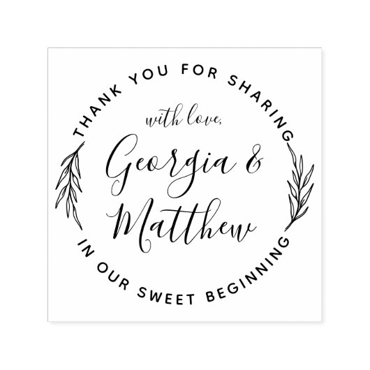 Rustikale Blätter Skriptnamen Runde Hochzeit Viele Permastempel (Design)