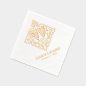 Rustikale Blätter Strauß Trauben Name Datum Servietten Mit Folie (Links)