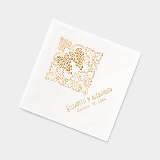 Rustikale Blätter Strauß Trauben Name Datum Servietten Mit Folie (Links)