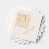 Rustikale Blätter Strauß Trauben Name Datum Servietten Mit Folie (Insitu (Gestapelt))