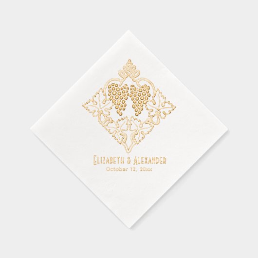 Rustikale Blätter Strauß Trauben Name Datum Servietten Mit Folie (Rechts)