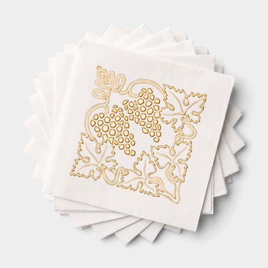 Rustikale Blätter Traubenstrauß Servietten Mit Folie (Insitu (Gestapelt))