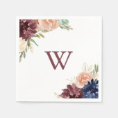 Rustikale Blätter und blutige Monogramm-Hochzeit Serviette (Vorderseite)