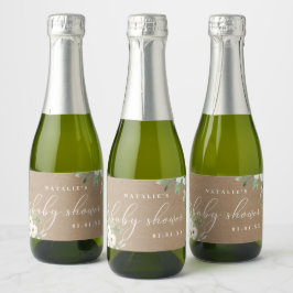Rustikale Blätter und Weißer Mini-Sparkling Weinla Schaumweinetikett