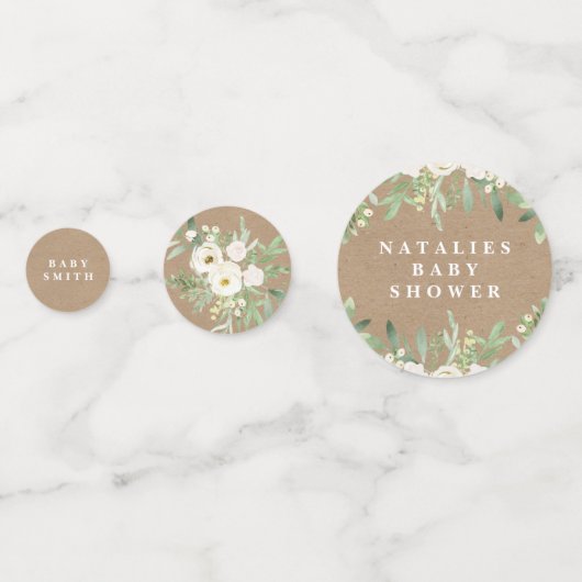 Rustikale Blätter und White Baby Dusche Confetti Konfetti (Vorderseiten)