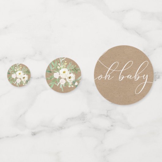 Rustikale Blätter und White Baby Dusche Confetti Konfetti (Rückseiten)