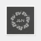 Rustikale Blätter Wreath Moderne Personalisierte H Serviette (Vorderseite)