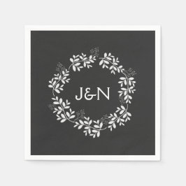 Rustikale Blätter Wreath Moderne Personalisierte H Serviette