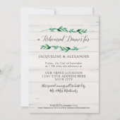 Rustikale Blattgrün Aquarell Weißes Holz Einladung (Vorderseite)