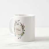 Rustikale Blattkalk-Holzscheibe Kaffeetasse (Vorderseite Links)