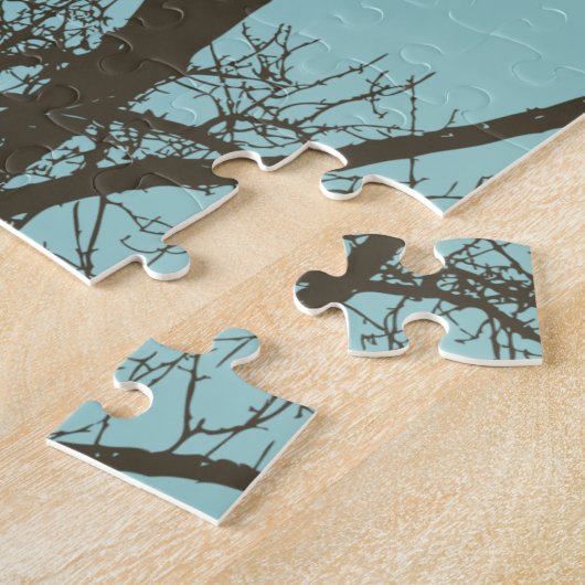 Rustikale, blaubraune Baumzweige Puzzle (Seite)