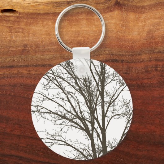 Rustikale, blaubraune Baumzweige Schlüsselanhänger (Rückseite)