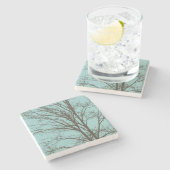 Rustikale, blaubraune Baumzweige Steinuntersetzer (Seitenansicht)