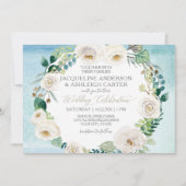 Rustikale blaue Alabaster-Rose Eukalyptus Wreath Einladung (Vorderseite)