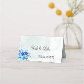 Rustikale blaue Blume Platzkarte (Rückseite)