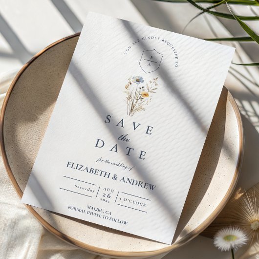 Rustikale Blaue Blumen Hochzeit im Garten Save The Date