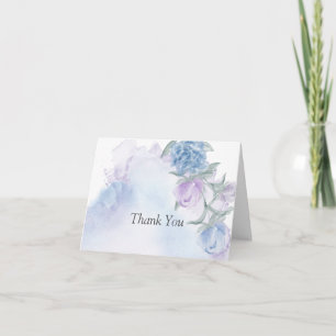 Rustikale Blaue Blumige Wasserfarbe Staubig Dankeskarte