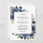 Rustikale blaue Blüte auf einer Hochzeit Einladung (Vorderseite)