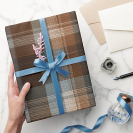 Rustikale blaue braune Jeans Karo verblasstes Karo Geschenkpapier