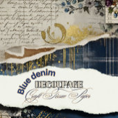 Rustikale blaue Denim-Ephemera-Blumen-Decoupage-Dr Seidenpapier