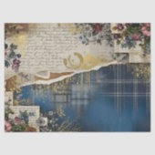 Rustikale blaue Denim-Ephemera-Blumen-Decoupage-Dr Seidenpapier (Vorderseite)