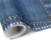 Rustikale blaue Denim-Patchworkarbeit Geschenkpapier (Rolleneckpunkt)