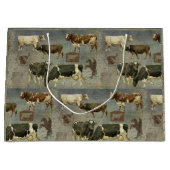 Rustikale blaue Farm Kuh Holzmuster Maskuline Vate Große Geschenktüte (Vorderseite)