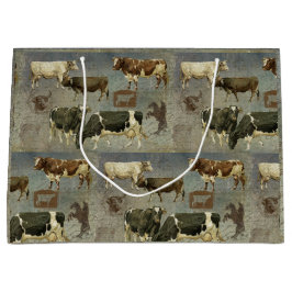 Rustikale blaue Farm Kuh Holzmuster Maskuline Vate Große Geschenktüte