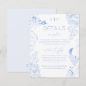 Rustikale blaue Hochzeit mit Blumen Begleitkarte (Vorne/Hinten)