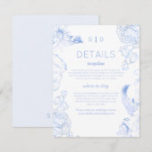 Rustikale blaue Hochzeit mit Blumen Begleitkarte (Vorne/Hinten)