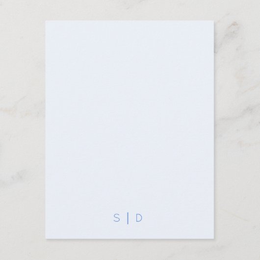 Rustikale blaue Hochzeit mit Blumen Begleitkarte (Rückseite)