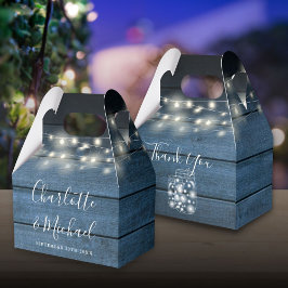 Rustikale blaue Holz-Lichterkette Hochzeit Geschenkschachtel