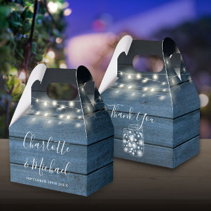 Rustikale blaue Holz-Lichterkette Hochzeit Geschenkschachtel