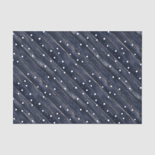 Rustikale blaue Holzsterne  Seidenpapier (Vorderseite)