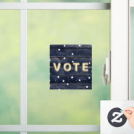 Rustikale blaue Holzsterne Vote Fensteraufkleber