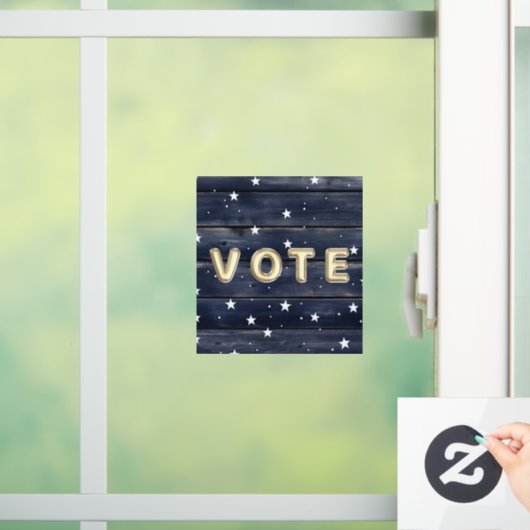 Rustikale blaue Holzsterne  Vote Fensteraufkleber (Zuhause)