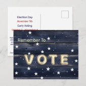 Rustikale blaue Holzsterne Vote Postkarte (Vorne/Hinten)