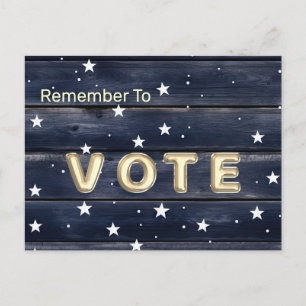 Rustikale blaue Holzsterne Vote Postkarte