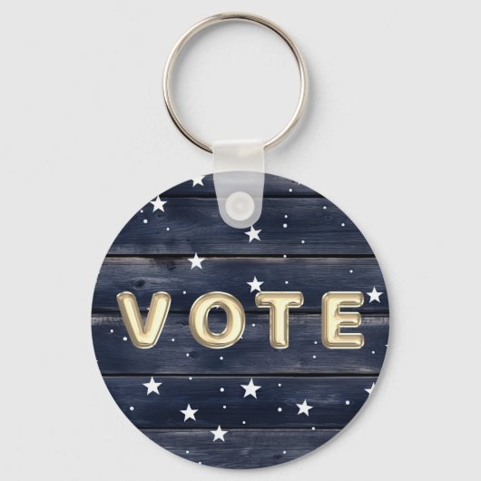 Rustikale blaue Holzsterne Vote Schlüsselanhänger (Vorderseite)