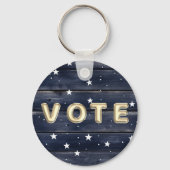 Rustikale blaue Holzsterne Vote Schlüsselanhänger (Rückseite)