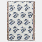 Rustikale blaue Jeans-Patchwork-Herz-Illustration Decke (Vorderseite Vertikal)
