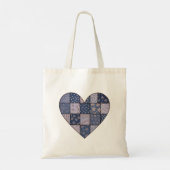 Rustikale blaue Jeans-Patchwork-Herz-Illustration Tragetasche (Rückseite)