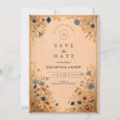Rustikale Blaue Kornblumen-Hochzeit Save The Date (Vorderseite)