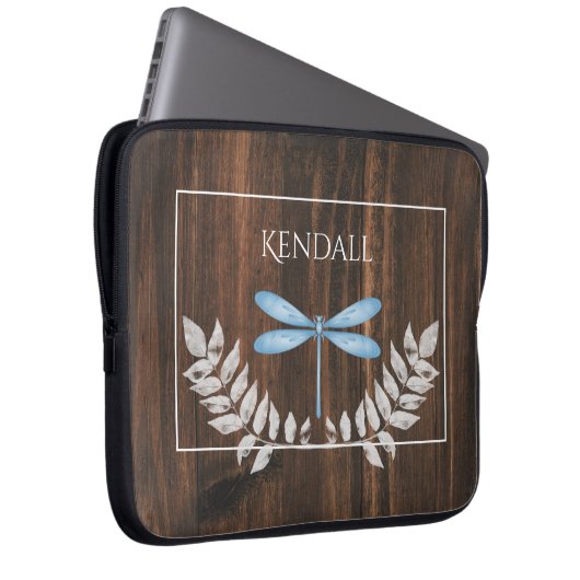Rustikale blaue Libelle Personalisierter Laptop-Si Laptopschutzhülle (Vorne Rechts)