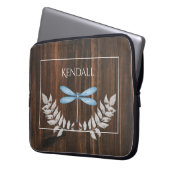 Rustikale blaue Libelle Personalisierter Laptop-Si Laptopschutzhülle (Vorderseite Links)