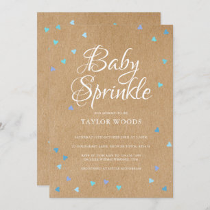 Rustikale blaue Liebe Herz-Baby Boy Sprinkle Einladung